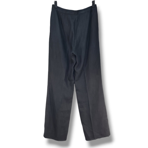Vintage Lauren Ralph Lauren LRL Black 100% Linen Pants Flat Front Women's Size 6 - Picture 2 of 9